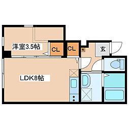 仮)EXCEED 深志 1LDKの間取図画像