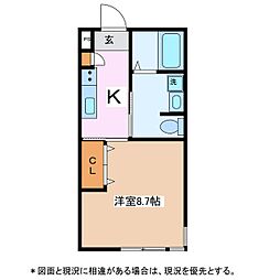 赤澤コーポ 1Kの間取図画像