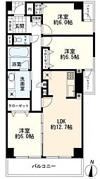 新本牧弐番館 3LDKの間取図画像