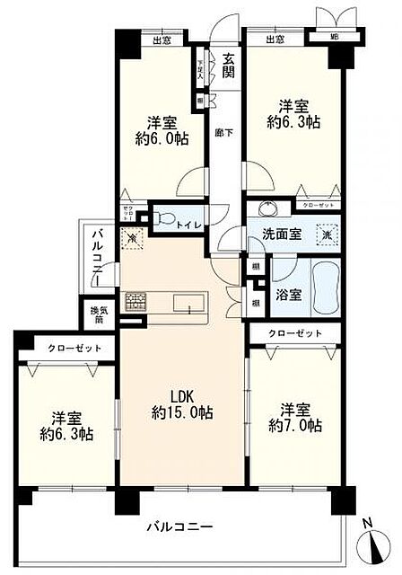 間取り（4ＬＤＫ＋バルコニー）
