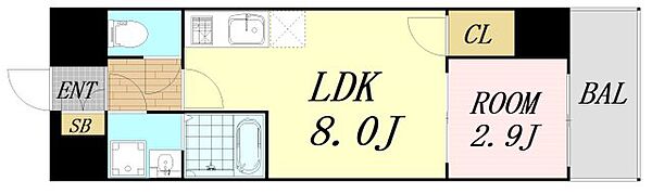 大阪府大阪市旭区中宮3丁目(賃貸マンション1LDK・5階・28.83㎡)の写真 その2