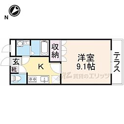 パークヒルズ・Ｂ 1階1Kの間取り