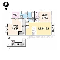 エルカーサ 2階2LDKの間取り