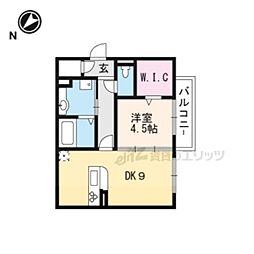 JR東海道・山陽本線 野洲駅 徒歩13分の賃貸アパート 2階1DKの間取り