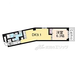JR湖西線 大津京駅 徒歩10分の賃貸マンション 4階1DKの間取り