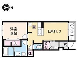 JR草津線 貴生川駅 徒歩25分の賃貸アパート 1階1LDKの間取り