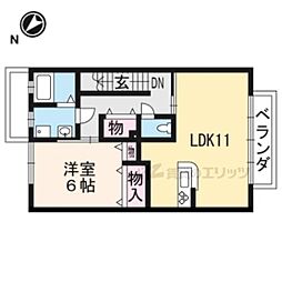 モンヴィーナスＡ棟 2階1LDKの間取り