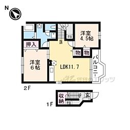 シャンドフルール 2LDKの間取図画像