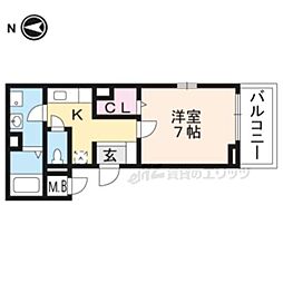 エレガント・エム 1Kの間取図画像