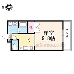 メゾン小西名坂3 1Kの間取図画像