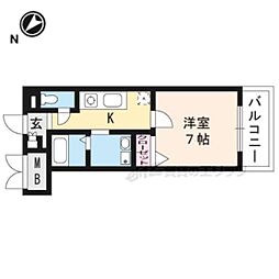 ベルヴィ大津 1Kの間取図画像
