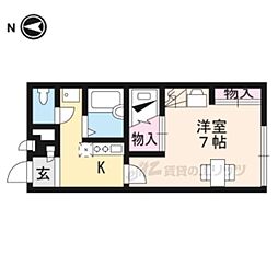 レオパレスポケット2 1Kの間取図画像