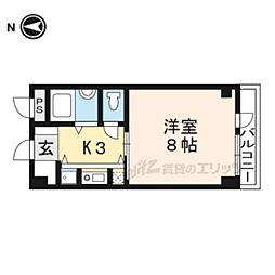 第24長栄アビタシオン 1Kの間取図画像