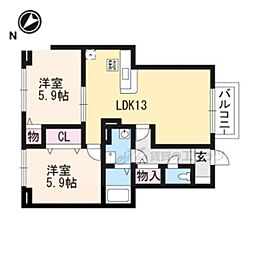 コータ・コートD 2LDKの間取図画像
