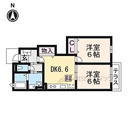 ガムーネ和迩 2DKの間取図画像