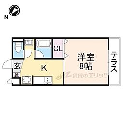 サープラス1ハピネスA 1Kの間取図画像