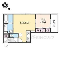 アイル東近江 1LDKの間取図画像