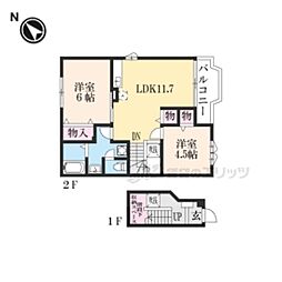 クレストールナイキ 2LDKの間取図画像