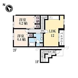 パティオ・アンソレイエW 2LDKの間取図画像