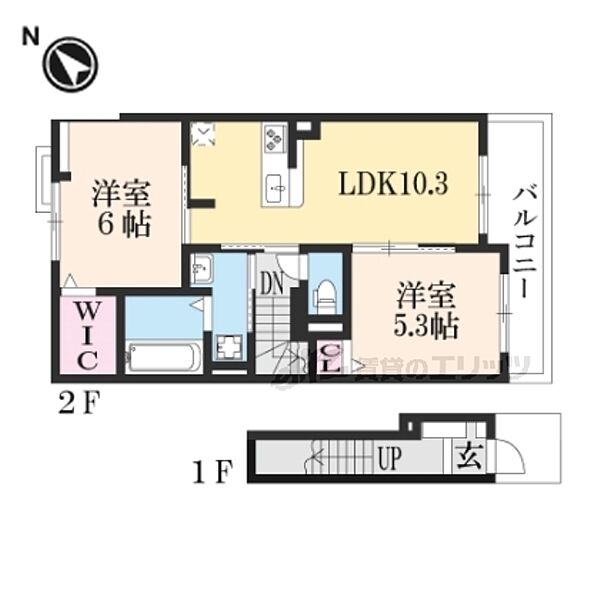 ＲｉｒｉａVII　10 204｜滋賀県長浜市木之本町黒田(賃貸アパート2LDK・2階・54.80㎡)の写真 その2