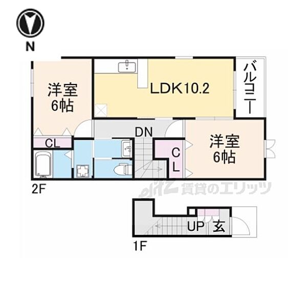 滋賀県米原市宇賀野(賃貸アパート2LDK・2階・57.02㎡)の写真 その2