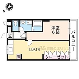 京阪石山坂本線 滋賀里駅 徒歩4分の賃貸アパート 2階1LDKの間取り