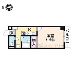 マジェスト旭 4階1Kの間取り