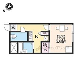 レオパレスグレイスコート 2階1Kの間取り