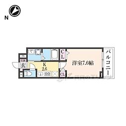 ルピナスイースト 2階1Kの間取り
