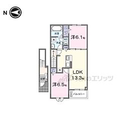 モンターニャ 2階2LDKの間取り