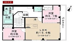 メゾン・ド・コール 3階2LDKの間取り