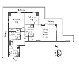 リバーシティ21新川 20階2LDKの間取り