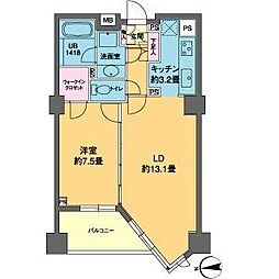 カスタリア高輪 3階1LDKの間取り