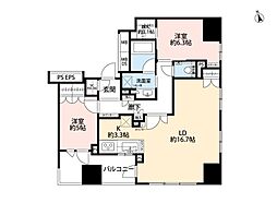 ザ・パークハウス築地入船 8階2LDKの間取り