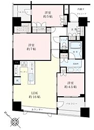 日本橋ヴォアール 3LDKの間取図画像