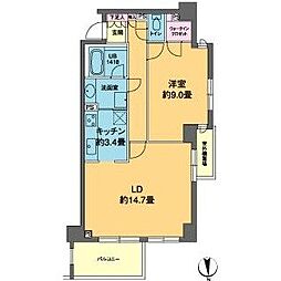 カスタリア高輪 1LDKの間取図画像