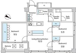 TKB高尾稲荷 3LDKの間取図画像