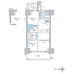 ルフォンプログレ門前仲町プレミア 2LDKの間取図画像