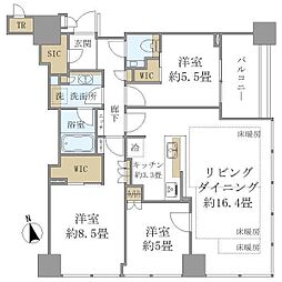 白金ザ・スカイ東棟 3LDKの間取図画像