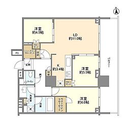 HARUMIFLAGPARKVILLAGET棟 3LDKの間取図画像