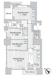 ザ・グランクラッセ日本橋イースト 3LDKの間取図画像