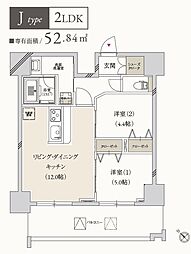 プライマル月島 2LDKの間取図画像