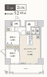 プライマル月島 2LDKの間取図画像