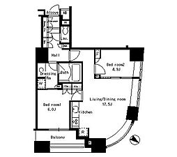 パークアクシス日本橋ステージ 2LDKの間取図画像