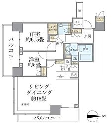 ザ・パークハウス晴海タワーズクロノレジデンス 2LDKの間取図画像