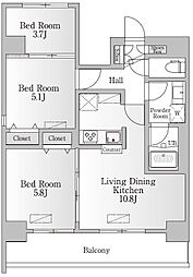 NTPRレジデンス芝浦三丁目 3LDKの間取図画像