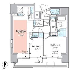 アーバネックス千代田淡路町 2LDKの間取図画像