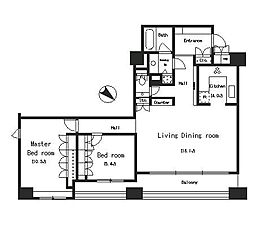 パークアクシス南麻布 2LDKの間取図画像