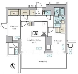 江東区深川2丁目マンション 2LDKの間取図画像