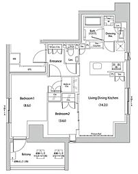 ザ・パークハビオ人形町レジデンス 2LDKの間取図画像